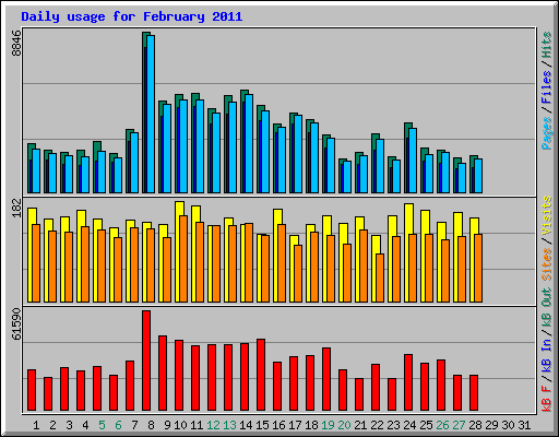 Daily usage for February 2011