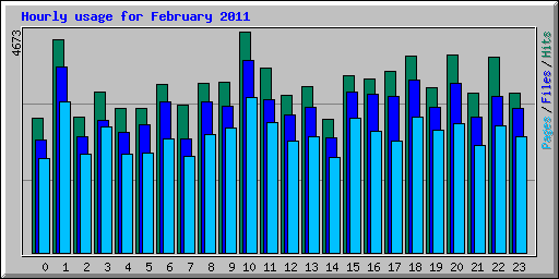 Hourly usage for February 2011