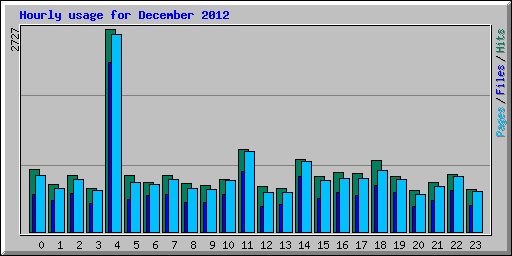 Hourly usage for December 2012