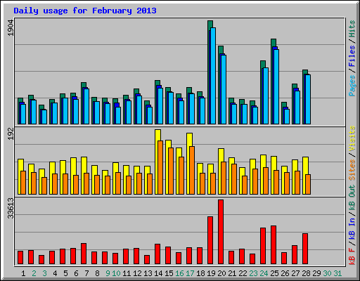 Daily usage for February 2013