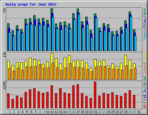 Daily usage for June 2013