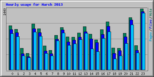 Hourly usage for March 2013