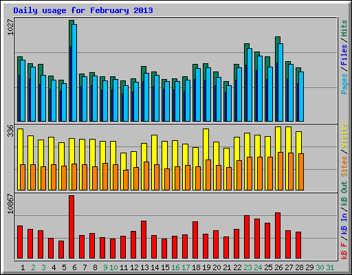 Daily usage for February 2013