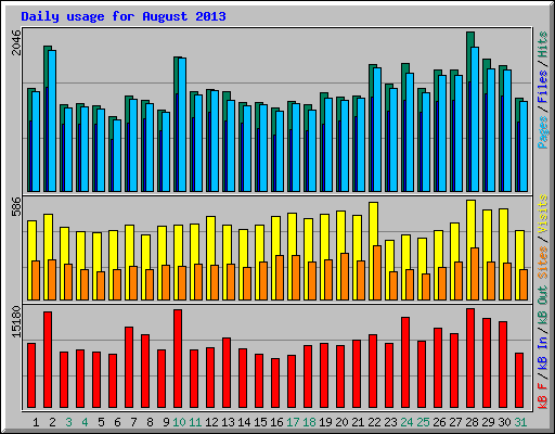 Daily usage for August 2013