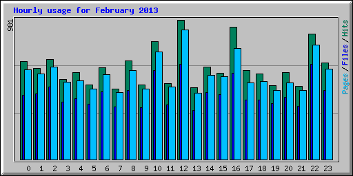 Hourly usage for February 2013