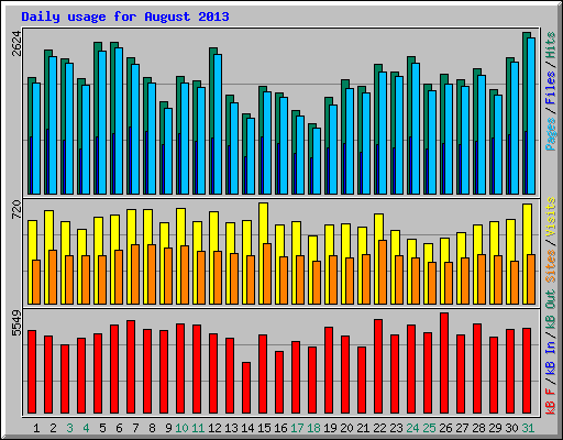 Daily usage for August 2013