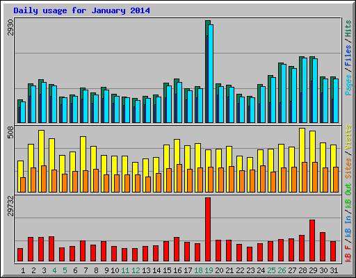Daily usage for January 2014