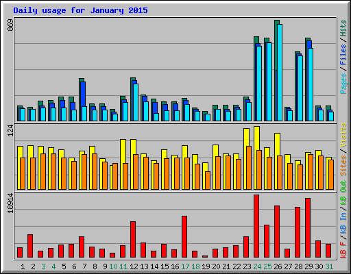 Daily usage for January 2015
