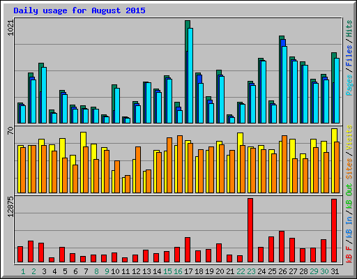 Daily usage for August 2015