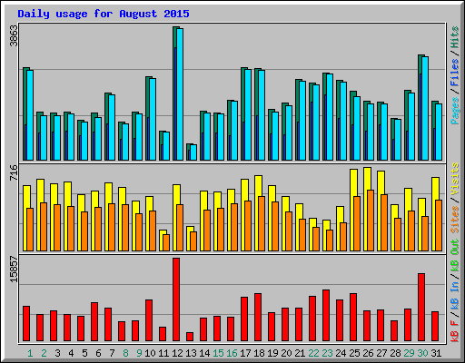 Daily usage for August 2015