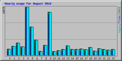 Hourly usage for August 2016