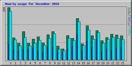 Hourly usage for December 2016