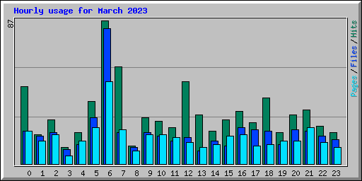 Hourly usage for March 2023